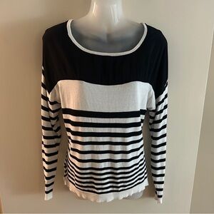 Apt. 9 Black and White Stripe Women’s Long Sleeve Top L​​​​